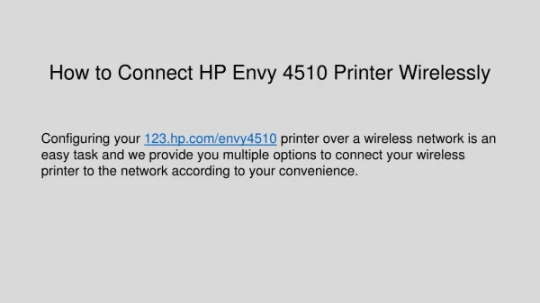 How to connect HP Envy 4510 printer wirelessly!