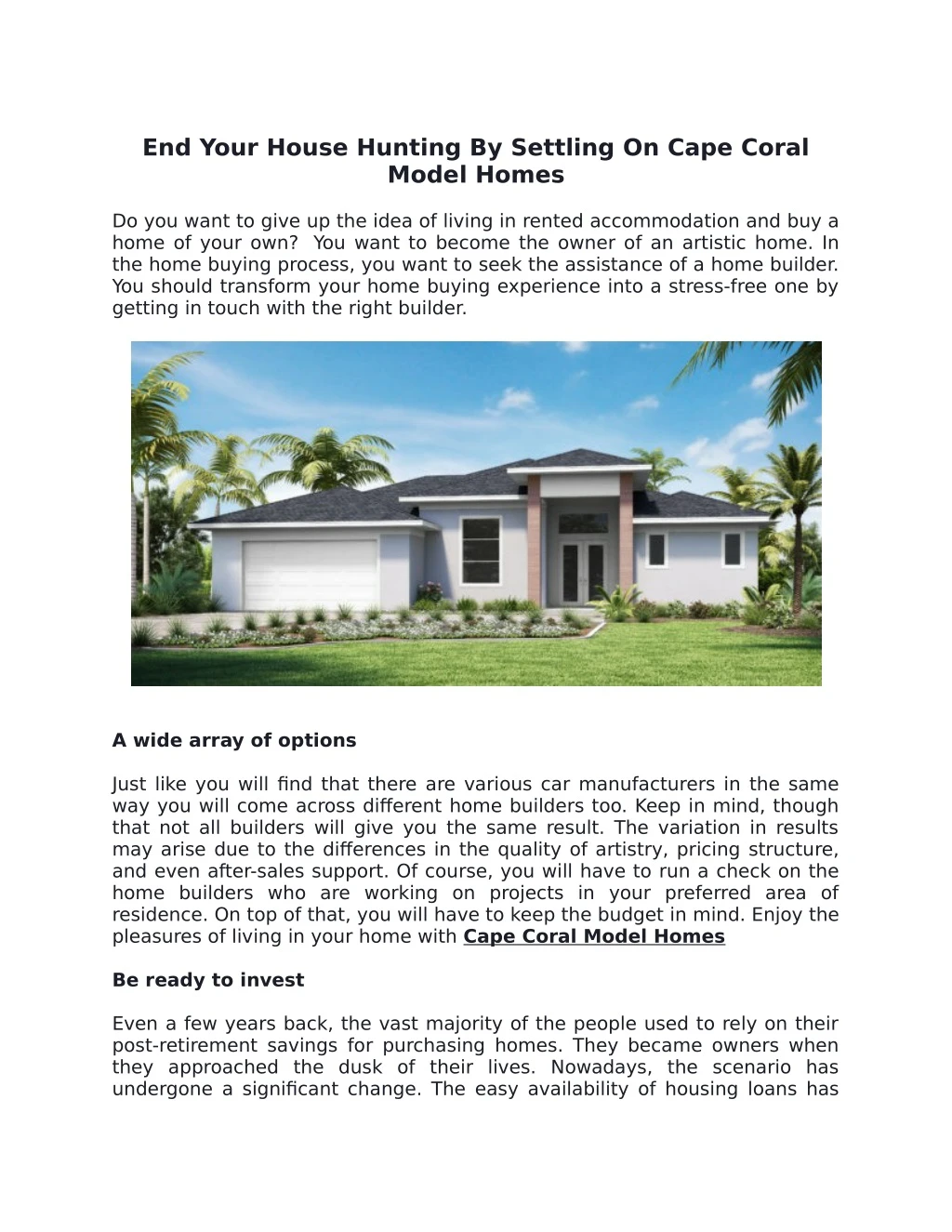 end your house hunting by settling on cape coral
