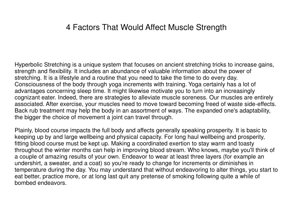 4 factors that would affect muscle strength