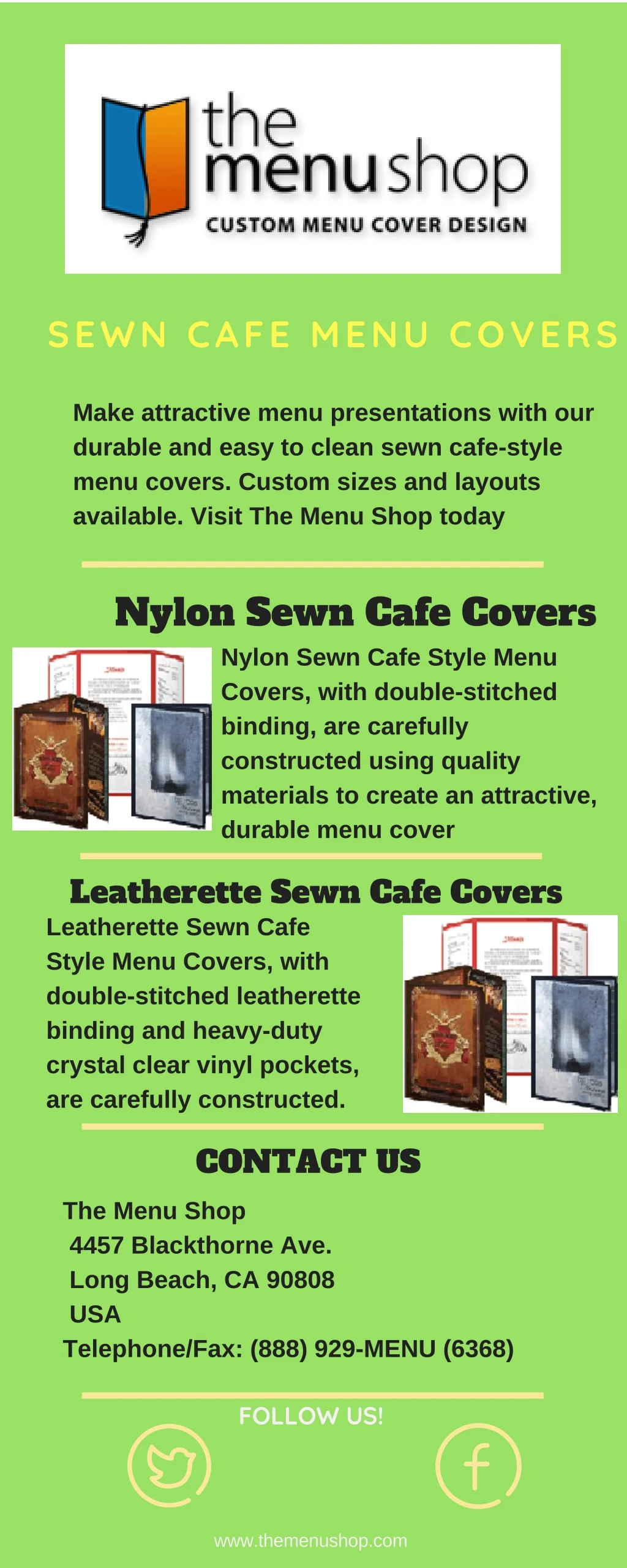 sewn cafe menu covers