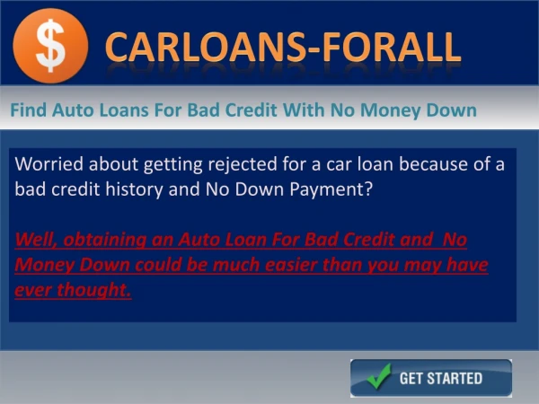 Car Loans For People with Bad Credit With No Money Down