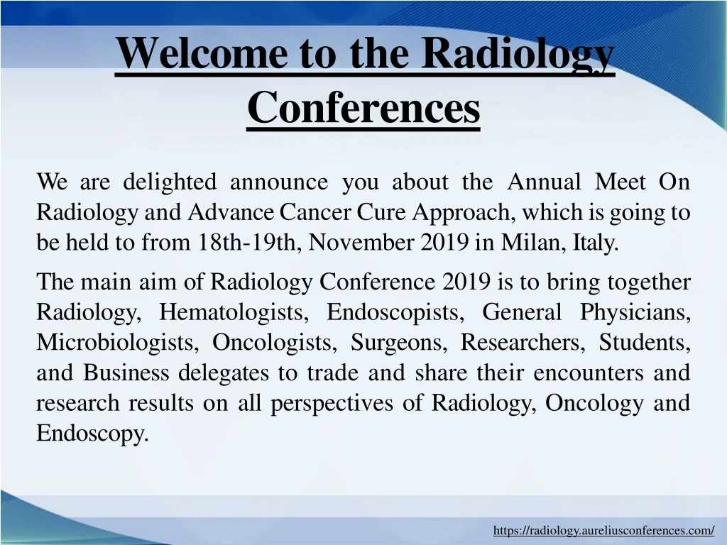 welcome to the radiology conferences