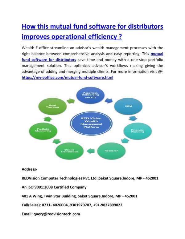 How this mutual fund software for distributors improves operational efficiency ?