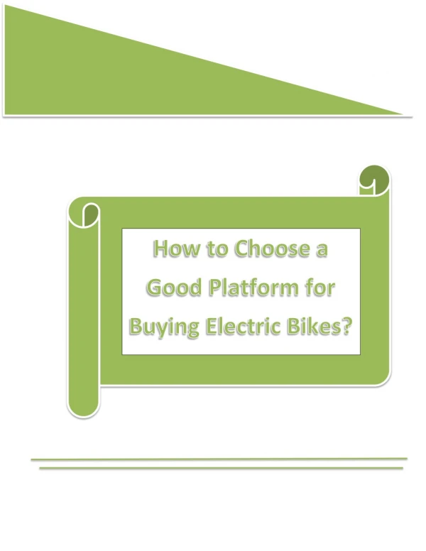 How to Choose a Good Platform for Buying Electric Bikes?