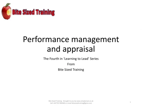 Performance management and appraisal