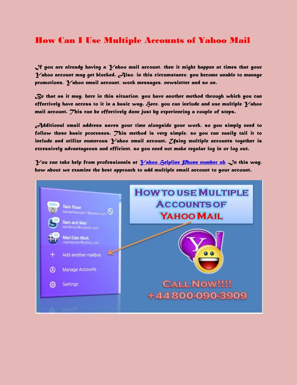 how can i use multiple accounts of yahoo mail