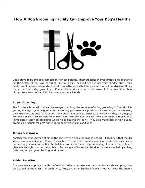 How A Dog Grooming Facility Can Improve Your Dog's Health?