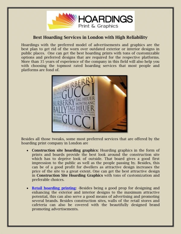 Best Hoarding Services in London with High Reliability