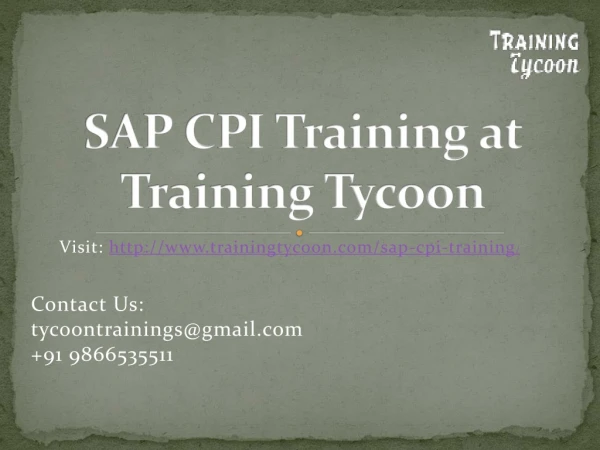 SAP CPI Training | Best SAP CPI Online Training in India - TT