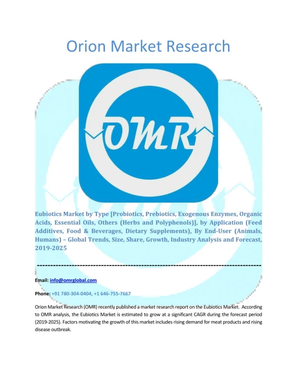 Eubiotics Market: Industry Growth, Size, Share and Forecast 2019-2025
