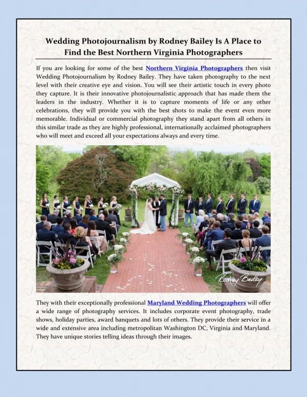 Wedding Photojournalism by Rodney Bailey Is A Place to Find the Best Northern Virginia Photographers