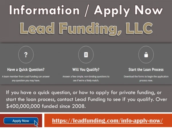 Information / Apply Now | Lead Funding