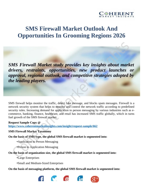 SMS Firewall Market : Growing Demand Of Products In Developing Regions