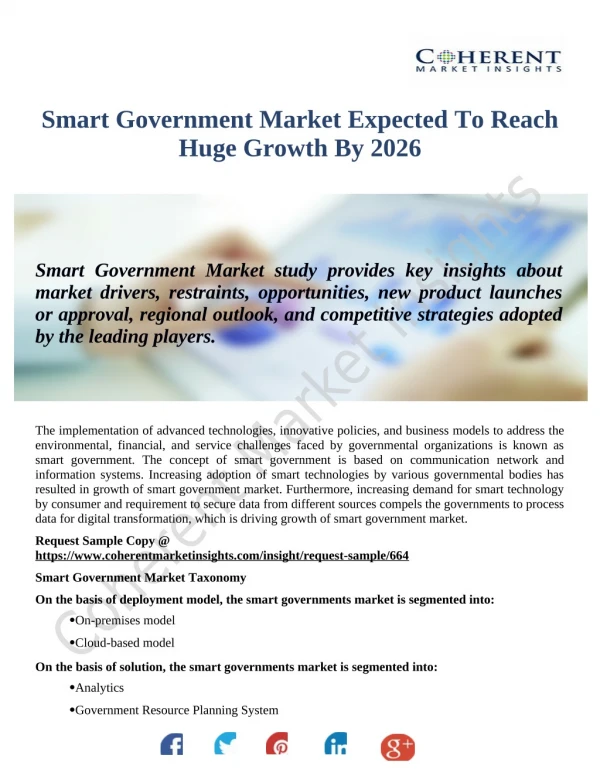 Smart Governments Market 2026: Research Methodology Focuses On Exploring Major Factors Influencing The Industry Developm