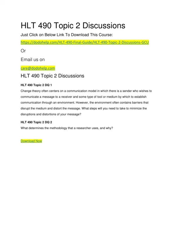 hlt 490 topic 2 discussions