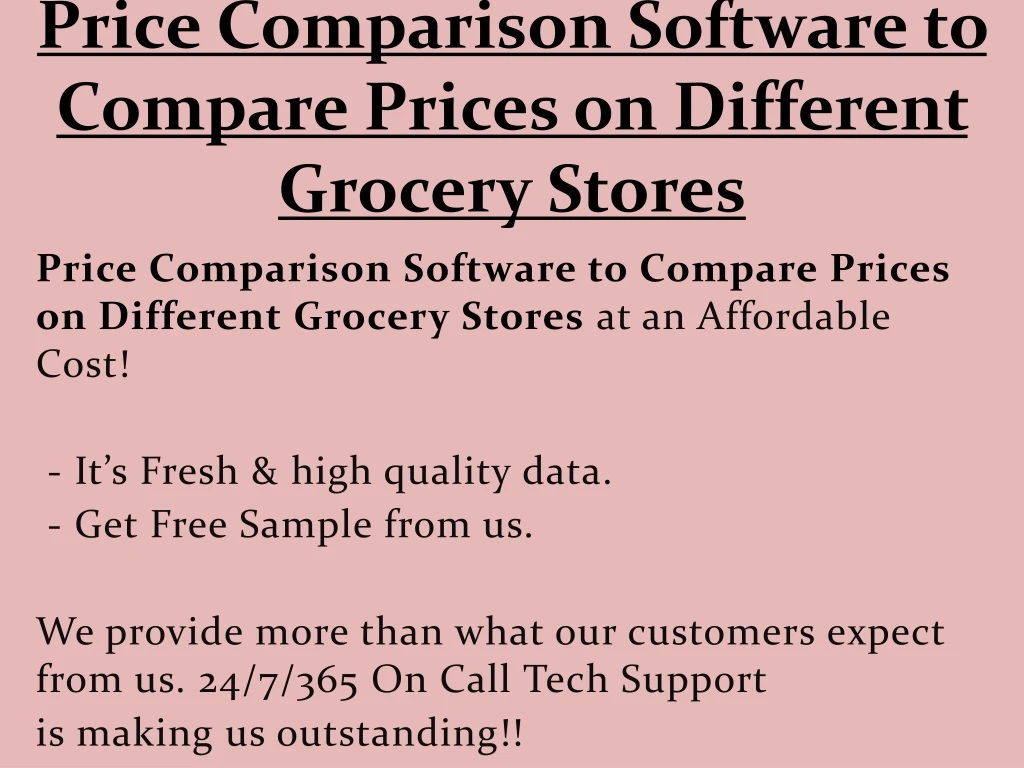 price comparison software to compare prices on different grocery stores