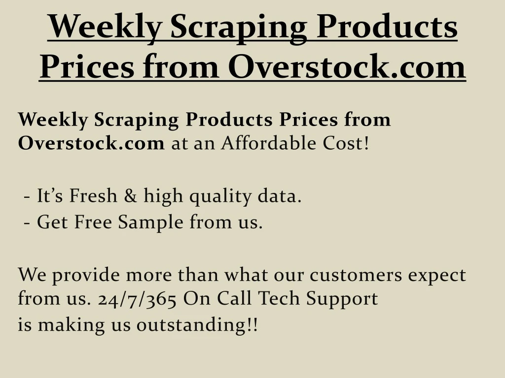 weekly scraping products prices from overstock com