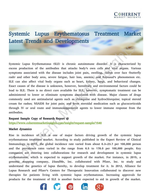 Systemic Lupus Erythematosus Treatment Market Latest Trends and Developments