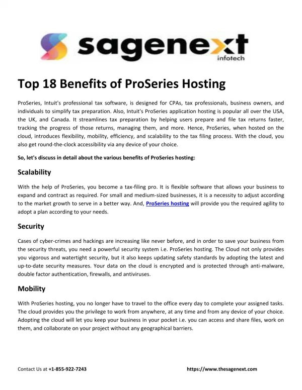 Top 18 Benefits of ProSeries Hosting