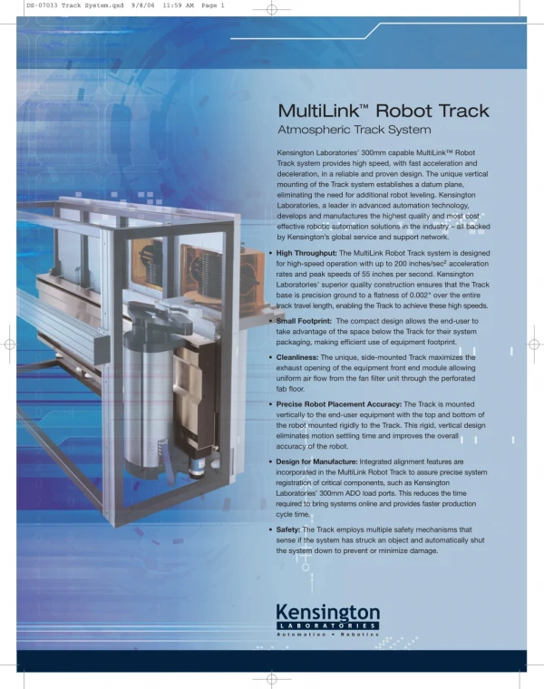 Kensington Labs- Multilink Robot Track Atmospheric Track System
