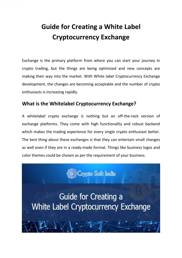 Guide for Creating a White Label Cryptocurrency Exchange