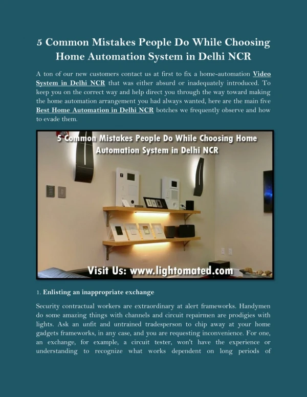 5 Common Mistakes People Do While Choosing Home Automation System in Delhi NCR