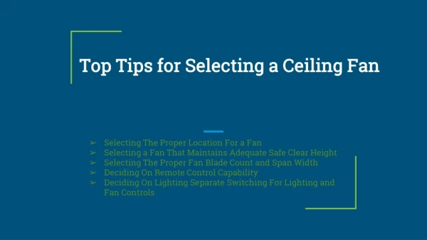 Selecting a Ceiling Fan- An Overview
