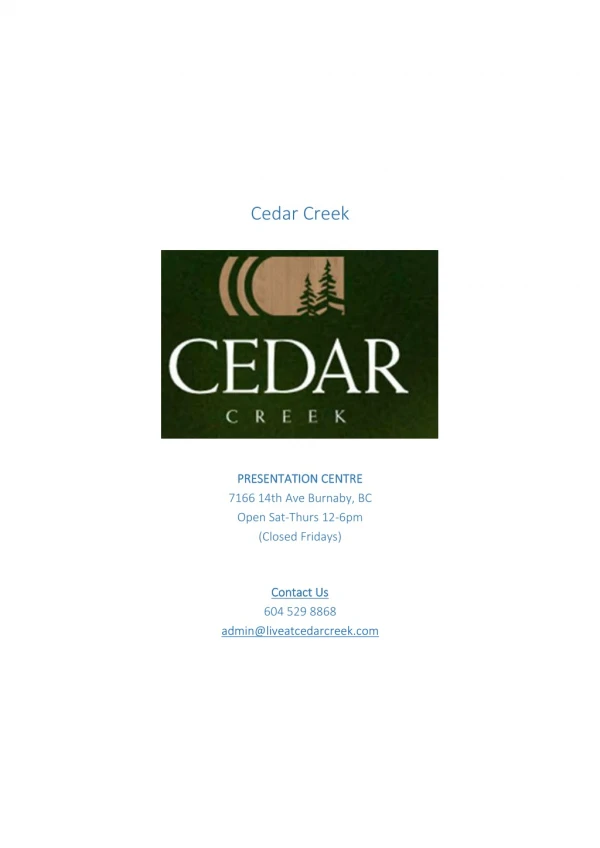 Cedar Creek by LedMac - Burnaby