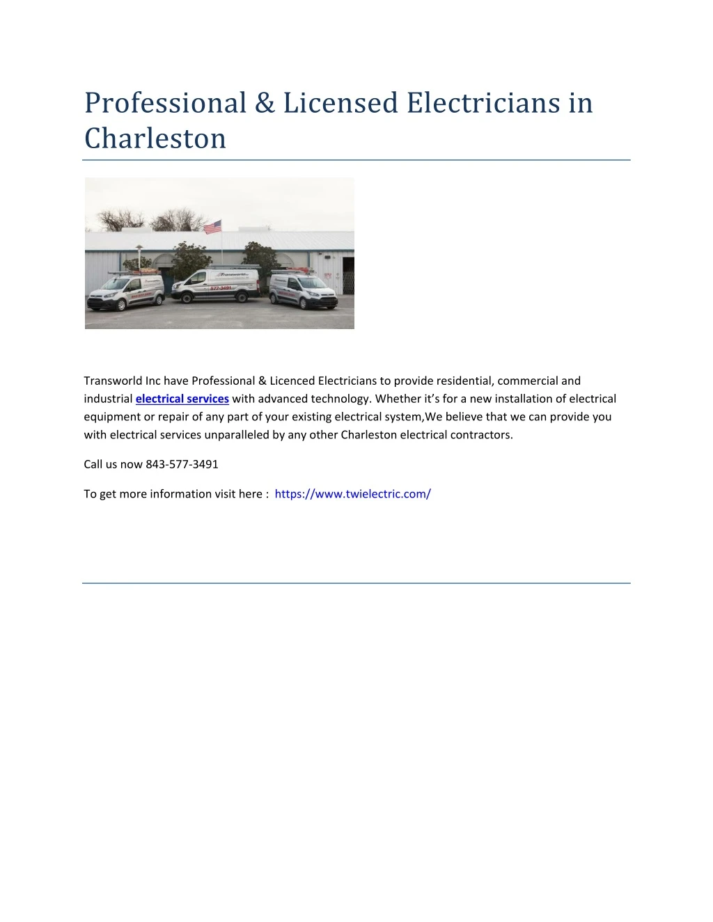 professional licensed electricians in charleston