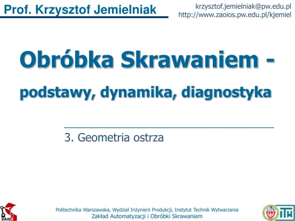 Obróbka Skrawaniem 03 Geometria ostrza