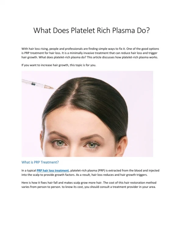 What Does Platelet Rich Plasma Do?