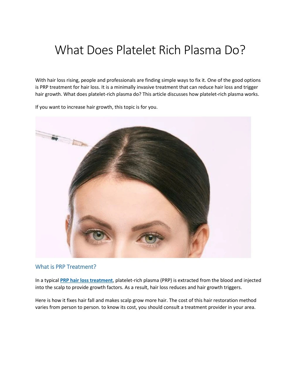 what does platelet rich plasma do