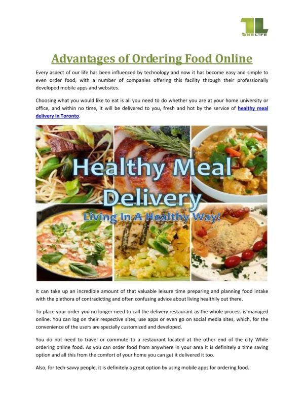 Advantages of Ordering Food Online