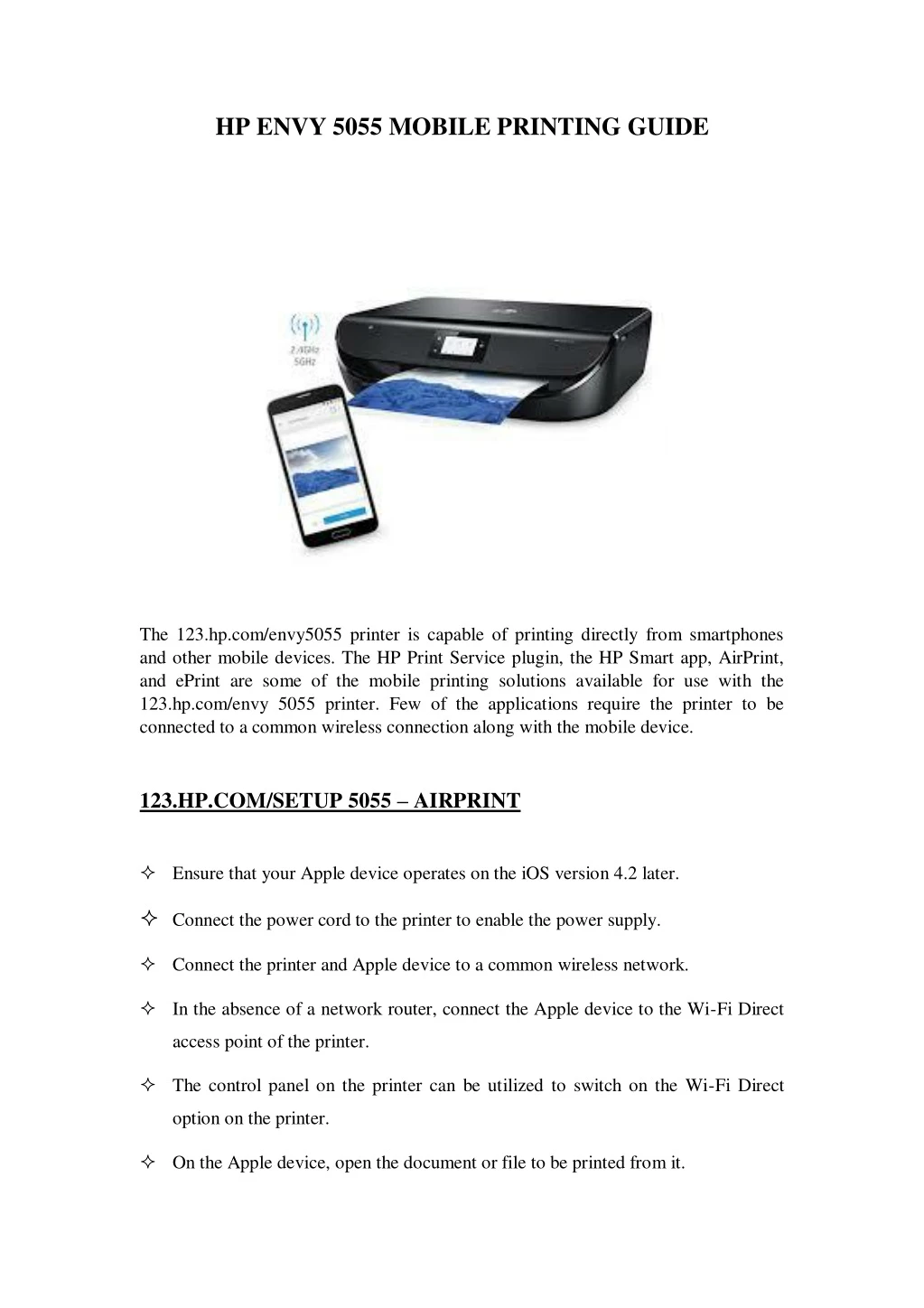 hp envy 5055 mobile printing guide