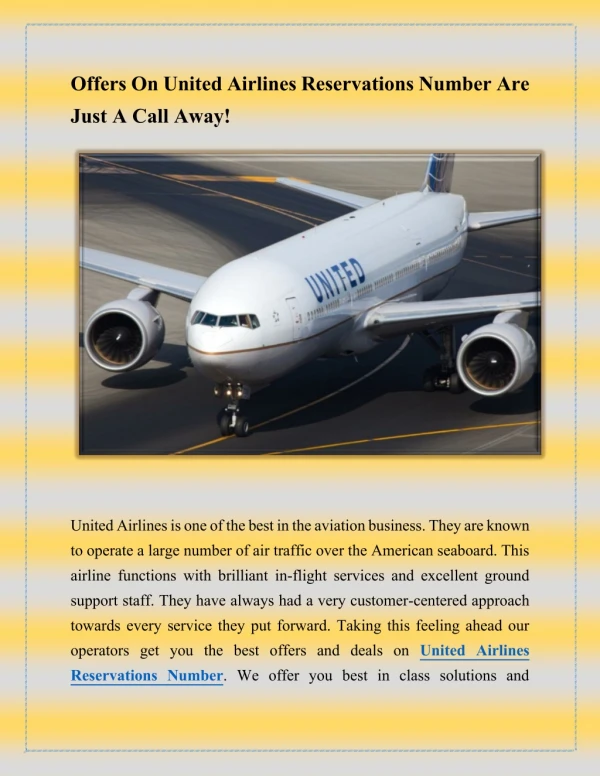 United Airlines Reservations Number for best trip offer