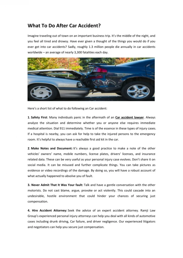 What to do after car accident? -Ramjilaw
