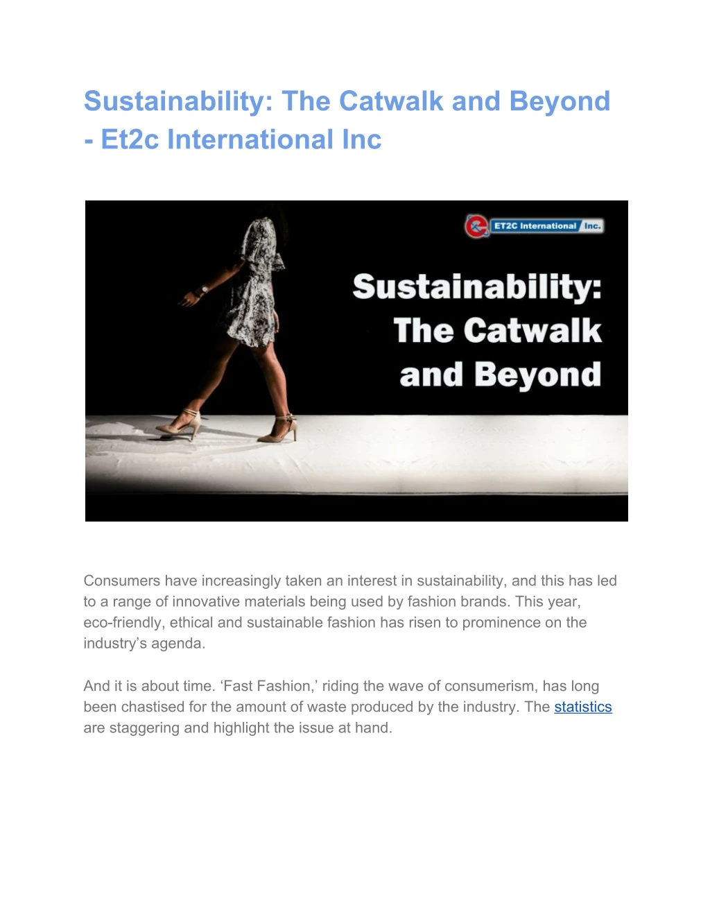 sustainability the catwalk and beyond et2c