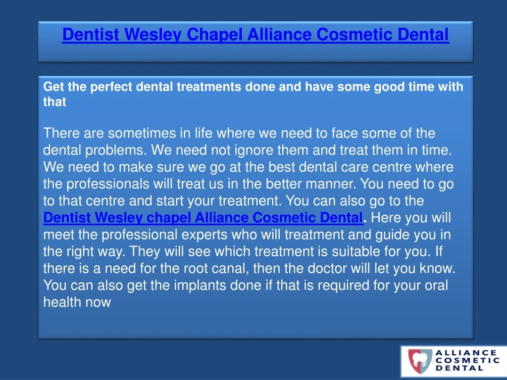 dentist wesley chapel alliance cosmetic dental