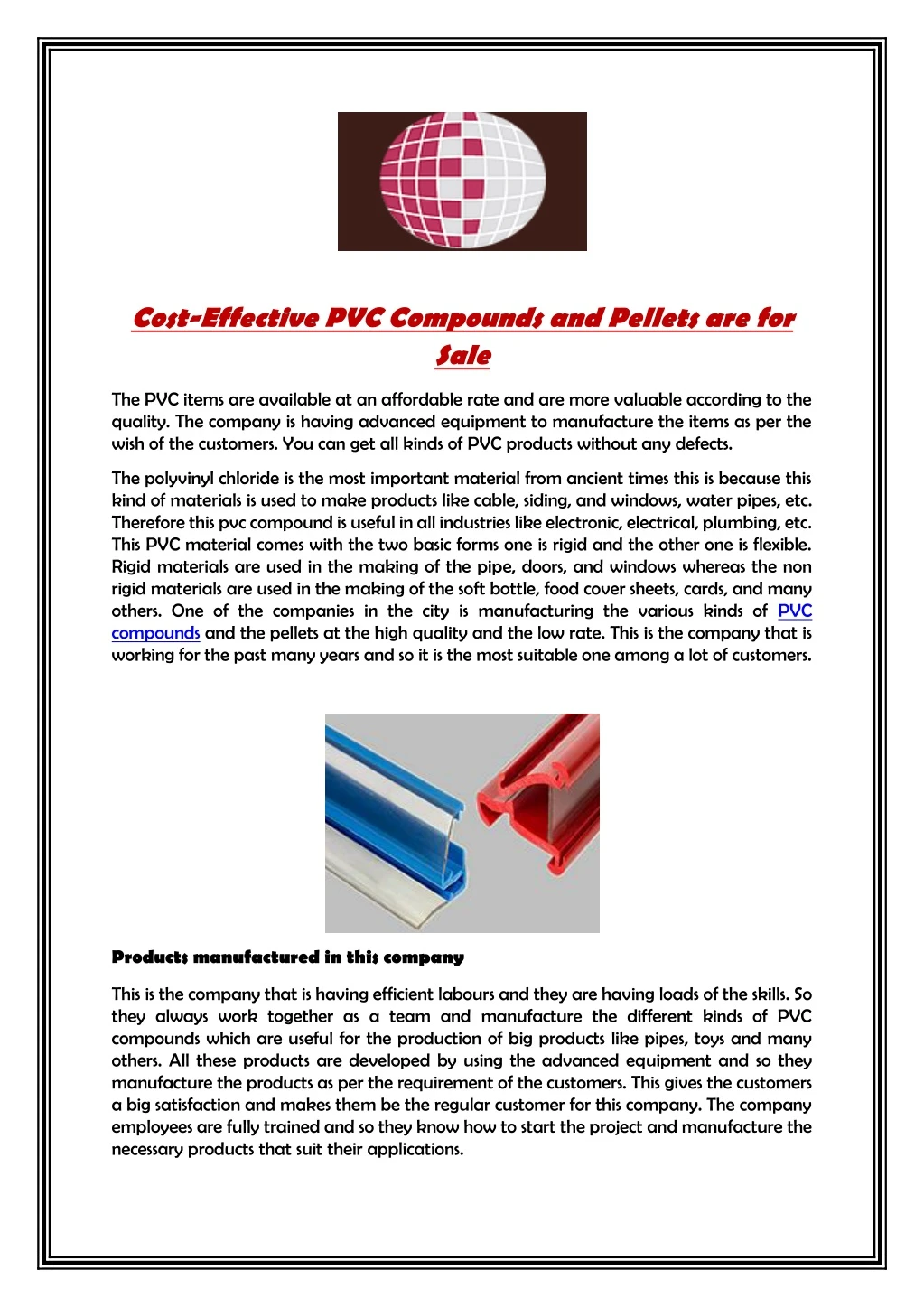 cost effective pvc compounds and pellets