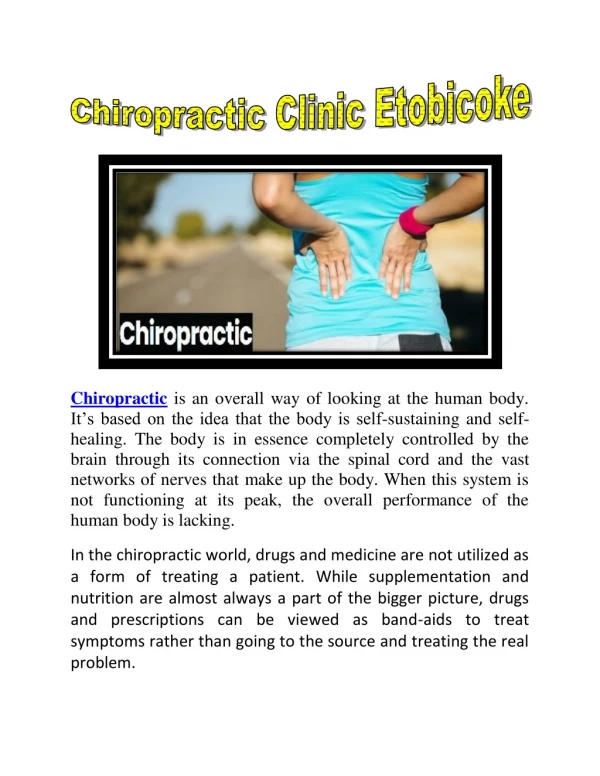 Chiropractic Treatments Clinic Etobicoke