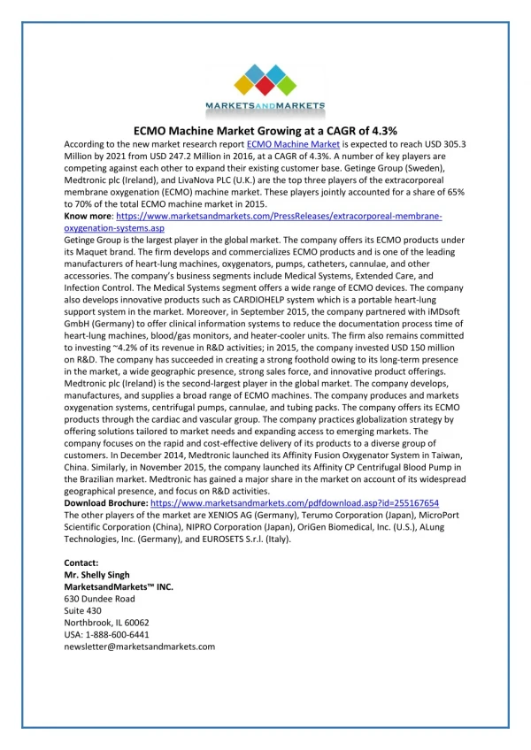 ECMO Machine Market Growing at a CAGR of 4.3%