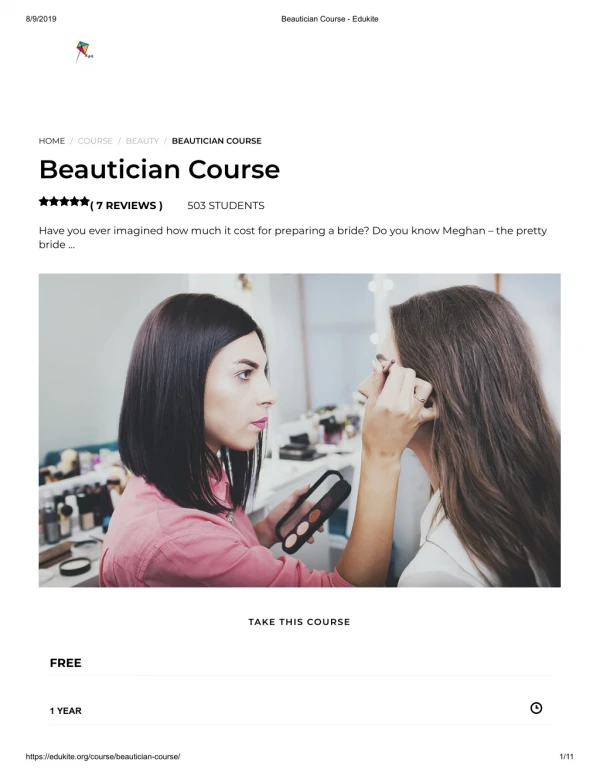 Beautician Course - Edukite