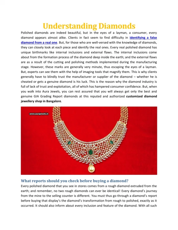 Understanding Diamonds - Aura Jewels