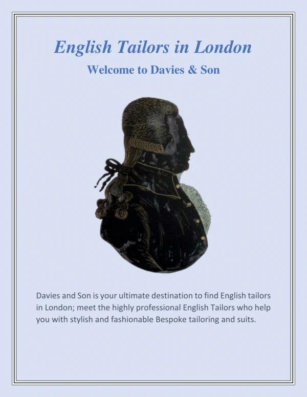 Get the Best English Tailors in London | Davies & Son