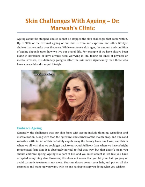 Skin Challenges With Ageing - Dr. Marwah's Clinic