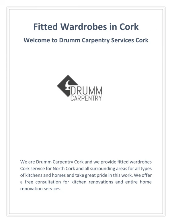 Fitted Wardrobes in Cork | Drummcarpentrycork