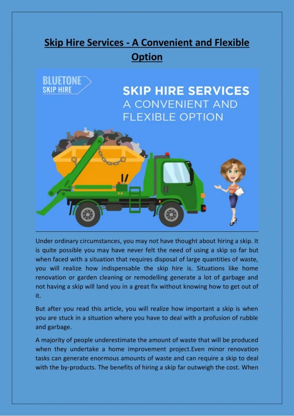 Skip Hire Services - A Convenient and Flexible Option