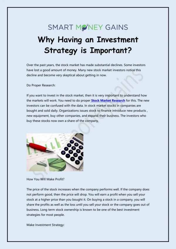 Why Having an Investment Strategy is Important?