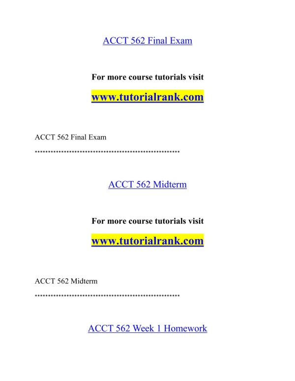 ACCT 562 Effective Communication - tutorialrank.com