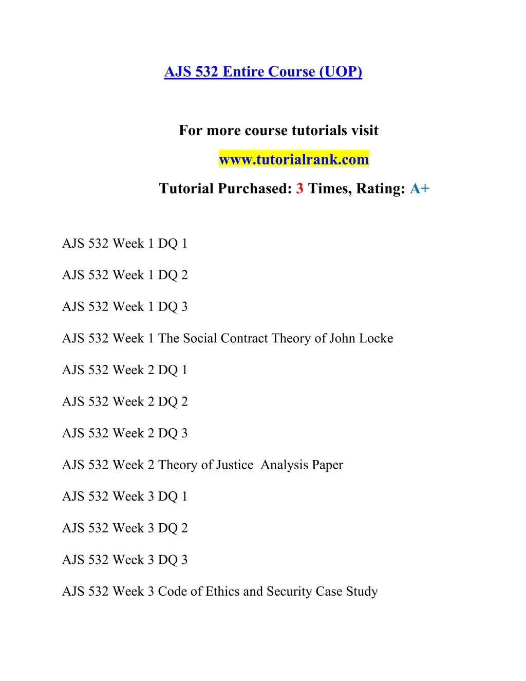 ajs 532 entire course uop